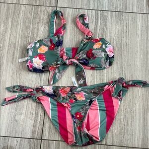 Floral Striped Bikini Set la vie en rose